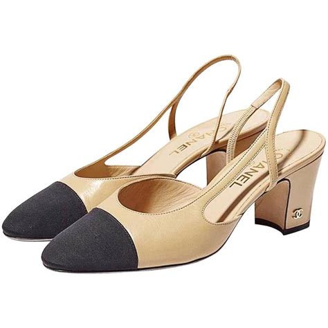 chanel tan and black slingbacks pointy toe|chanel leather slingbacks.